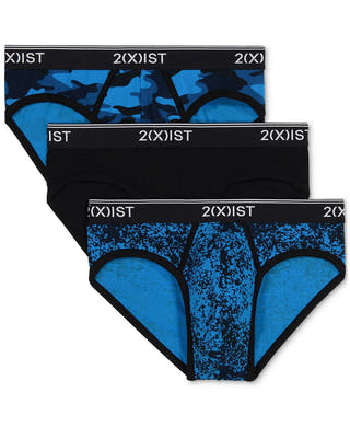 2(x)ist Cotton Stretch No Show Brief 3 Pack Dot Camo Black/black/traditional Camo-blue