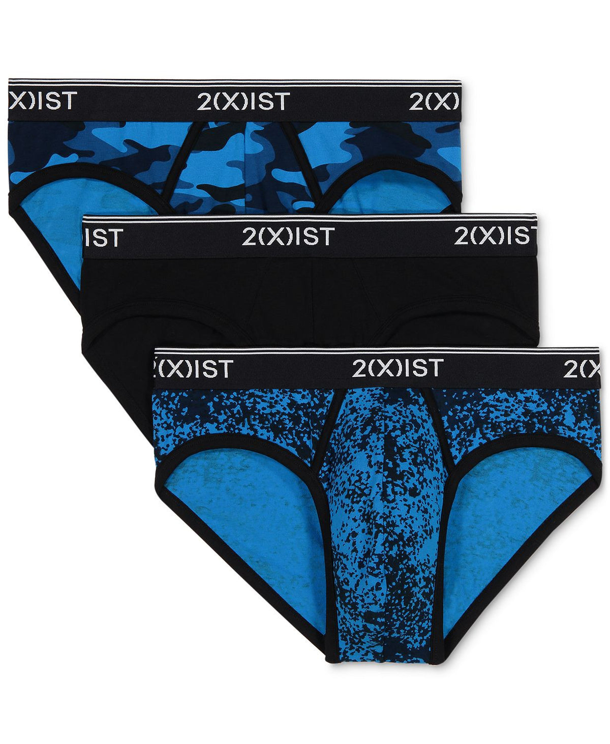 2(x)ist Cotton Stretch No Show Brief 3 Pack Dot Camo Black/black/traditional Camo-blue