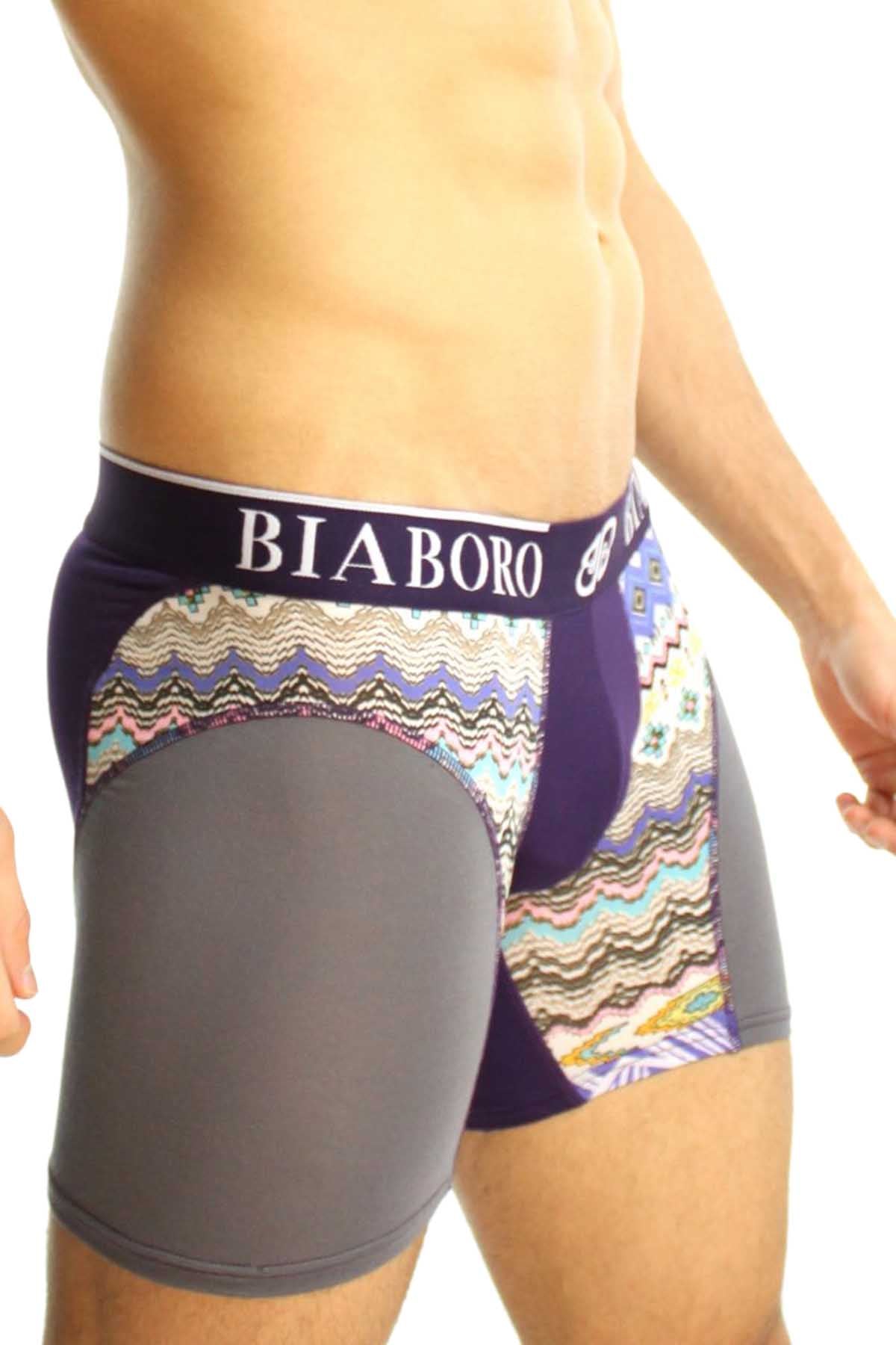 Grey & Purple Aztec Bamboo Boxer