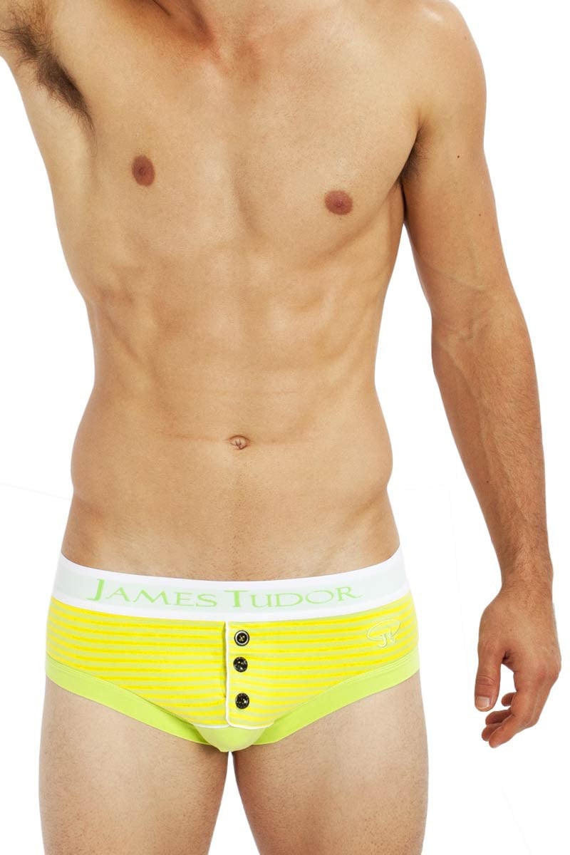 James Tudor Yellow & Lime Regal Stripe Brief
