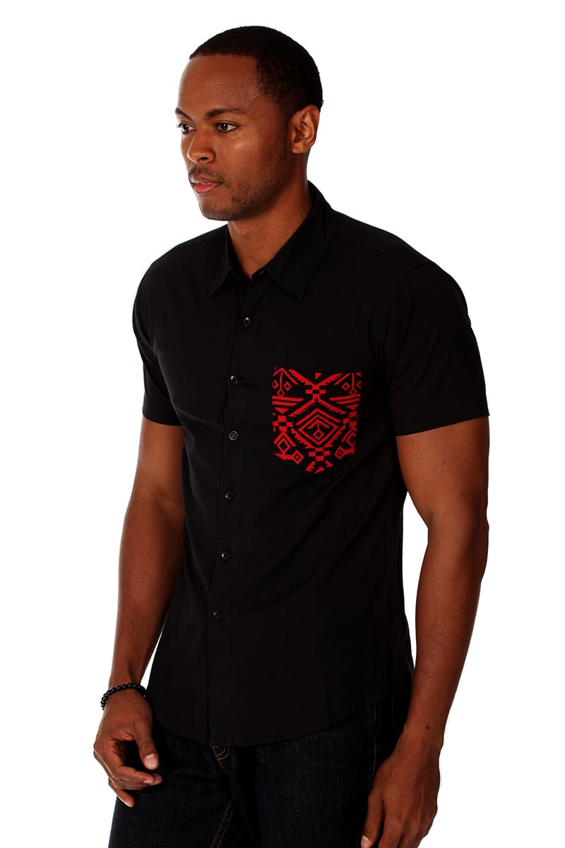 Something Strong Black Tribal Tom Button-Up