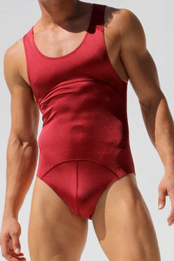 Rufskin Burgundy Shang Shiny Spandex Cut-Out Bodysuit thumbnail 1