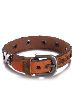 Orange Genuine Leather "X"  Bracelet thumbnail 3