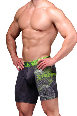 XTREMEN Dark Grey/Neon-Green Printed Boxer Brief thumbnail 2