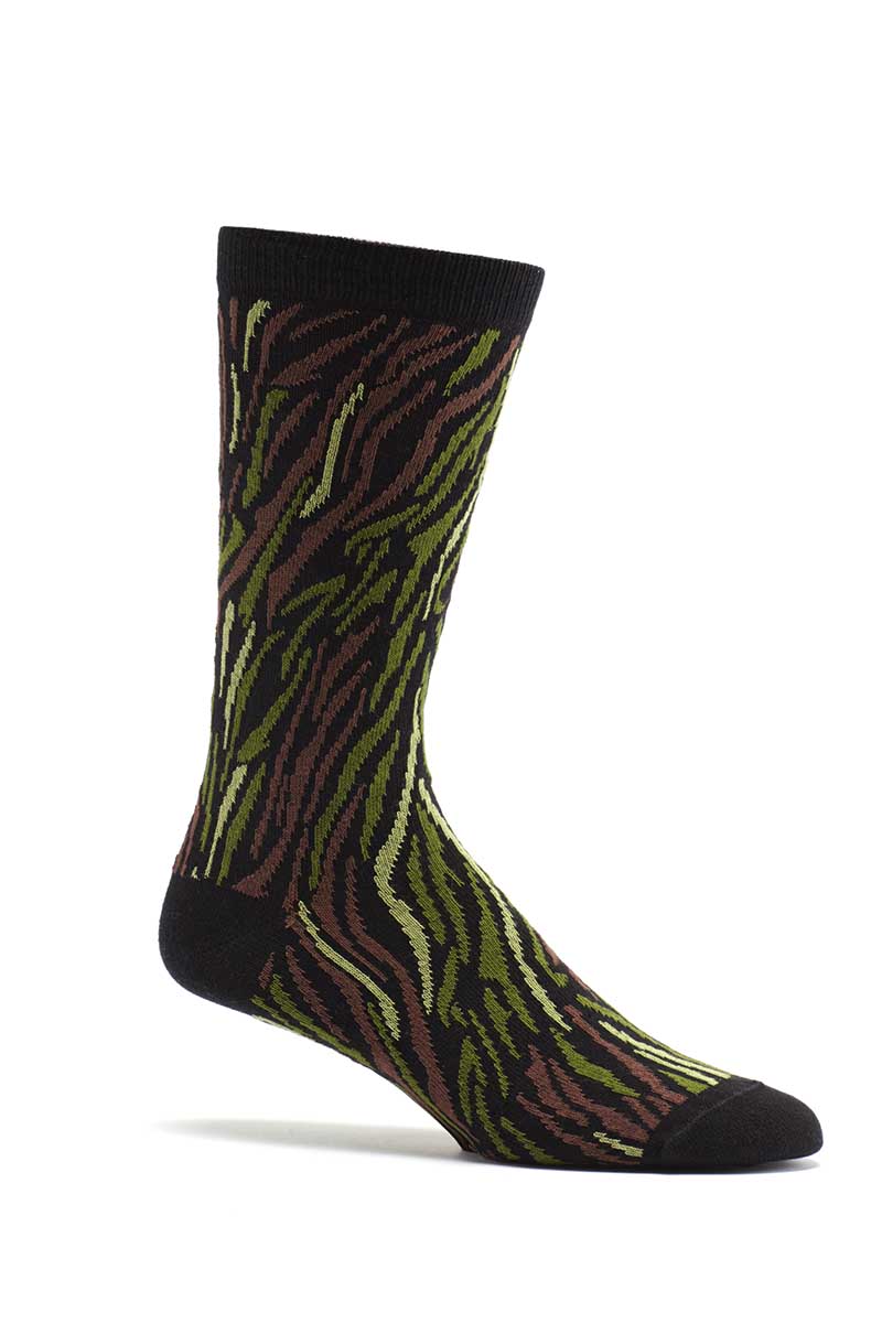 Ozone Black Stripy Camo Calf Sock