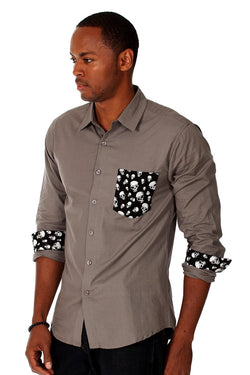 00 Nothing Grey Skullball Button-Up thumbnail 3