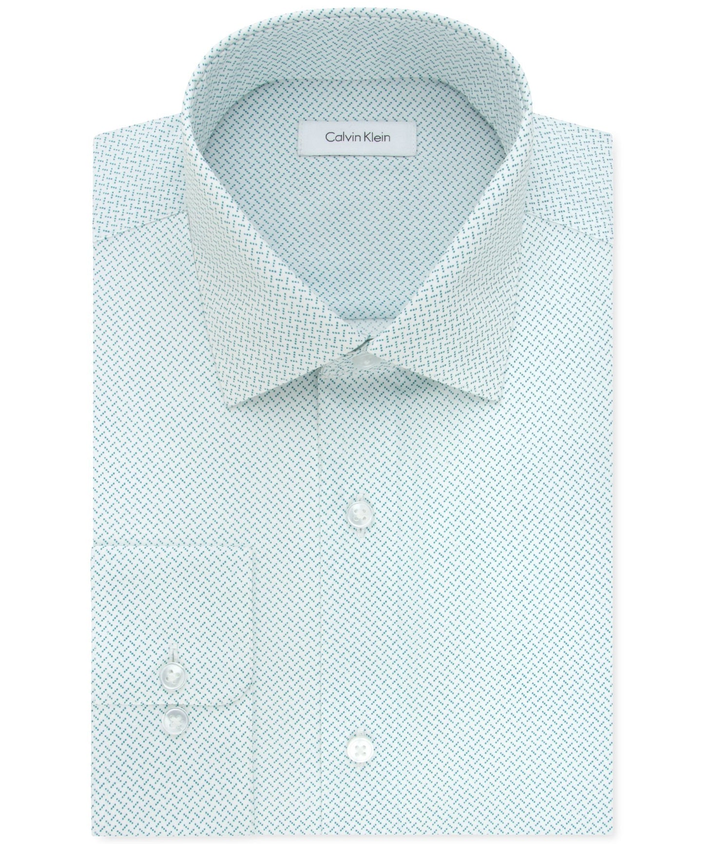 Calvin Klein STEEL Men's Classic Fit Non-Iron Performance Aqua Print Dress Shirt