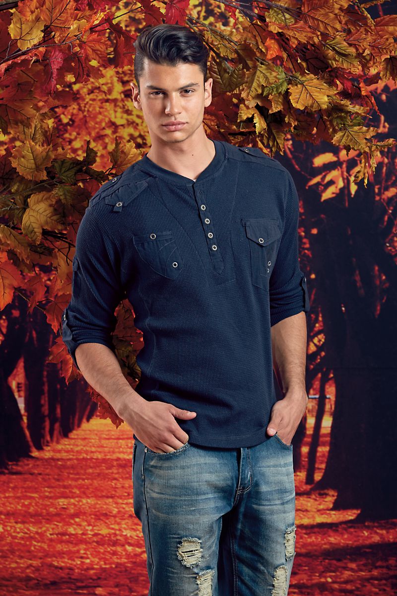 Soul Star Navy L/S Lock Henley