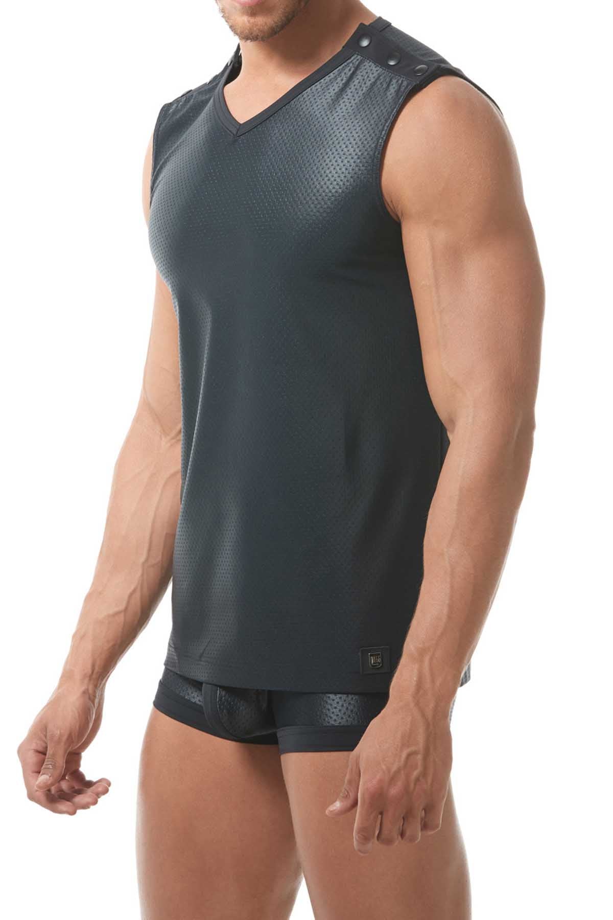 Gregg Homme Black Reveal Italian Jacquard Muscle Top