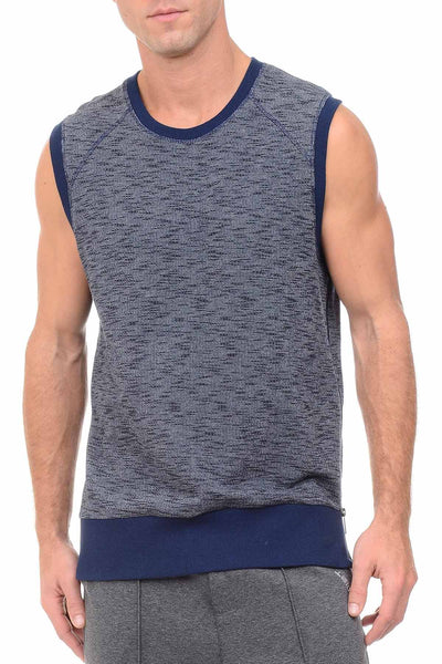 2(X)IST Blue Marled Sleeveless Side-Zip Muscle Sweatshirt