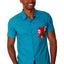 00 Nothing Blue Skull Red Button-Up