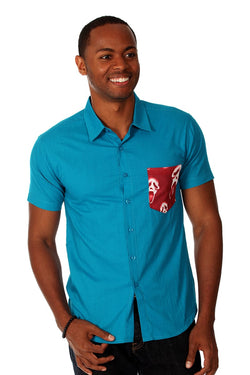 00 Nothing Blue Skull Red Button-Up thumbnail 2