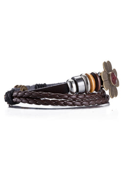 Dark Brown Flower Leather Bracelet thumbnail 3