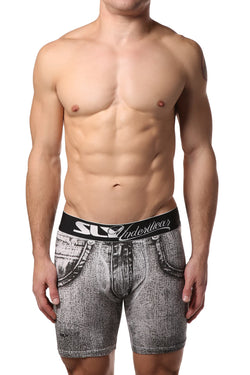 Sly Black & White Denim Boxer Brief - Long thumbnail 2