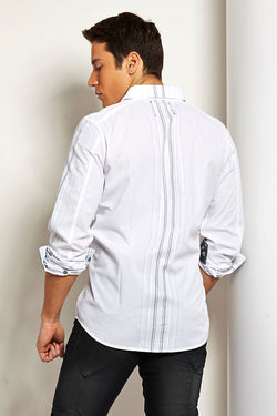 VintageRed White Tuxedo-Stripe Button-Up thumbnail 2