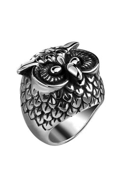 Gomaya Retro Silver Owl Stainless Steel Ring thumbnail 2