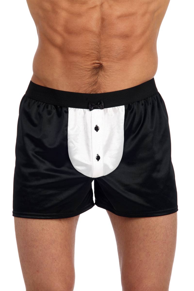 Gregg Homme Black Satin Tuxedo Boxer Shorts