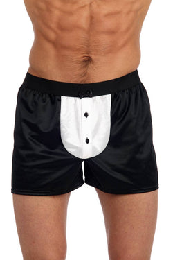 Gregg Homme Black Satin Tuxedo Boxer Shorts thumbnail 1
