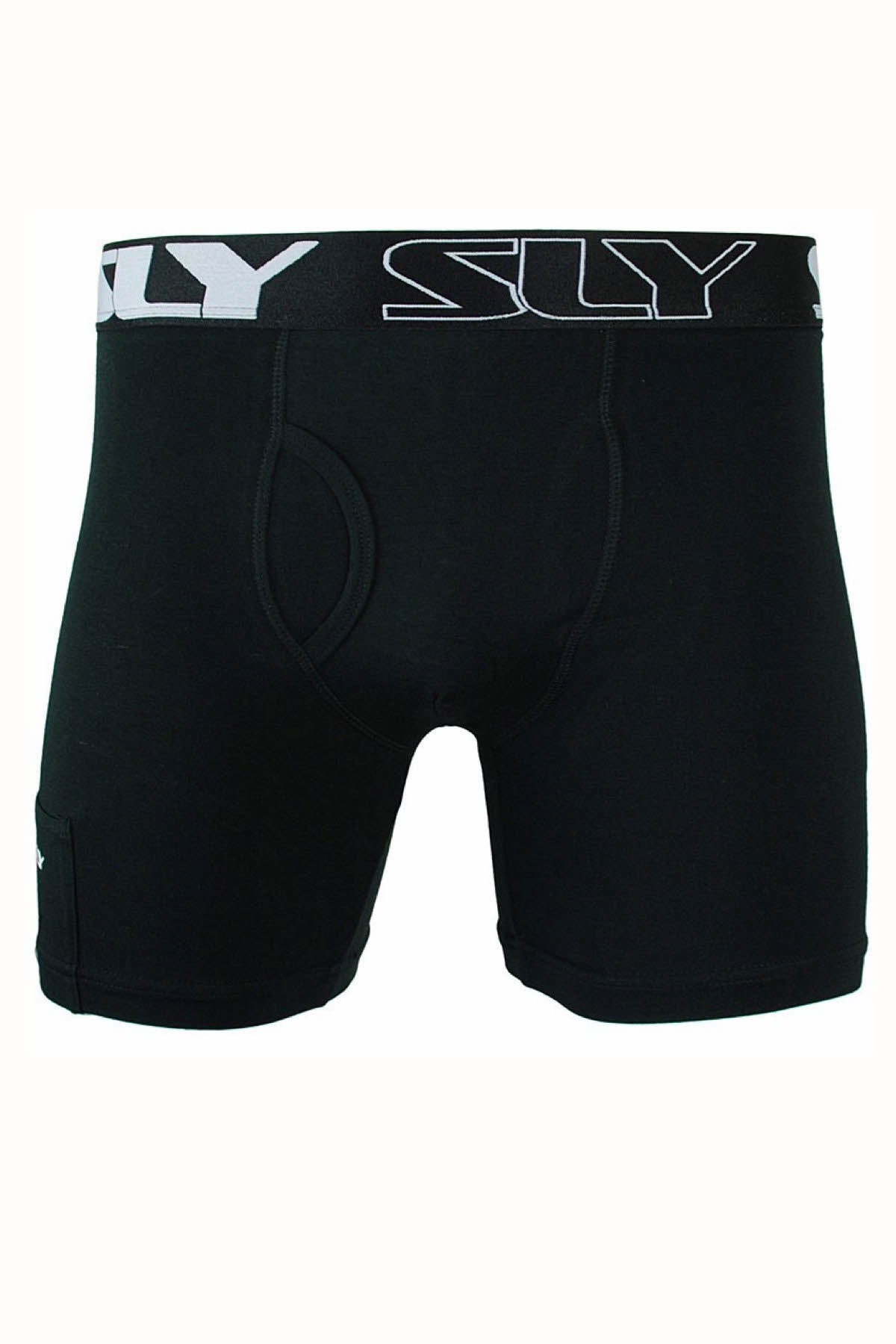Sly Black Solid Boxer Brief - Long