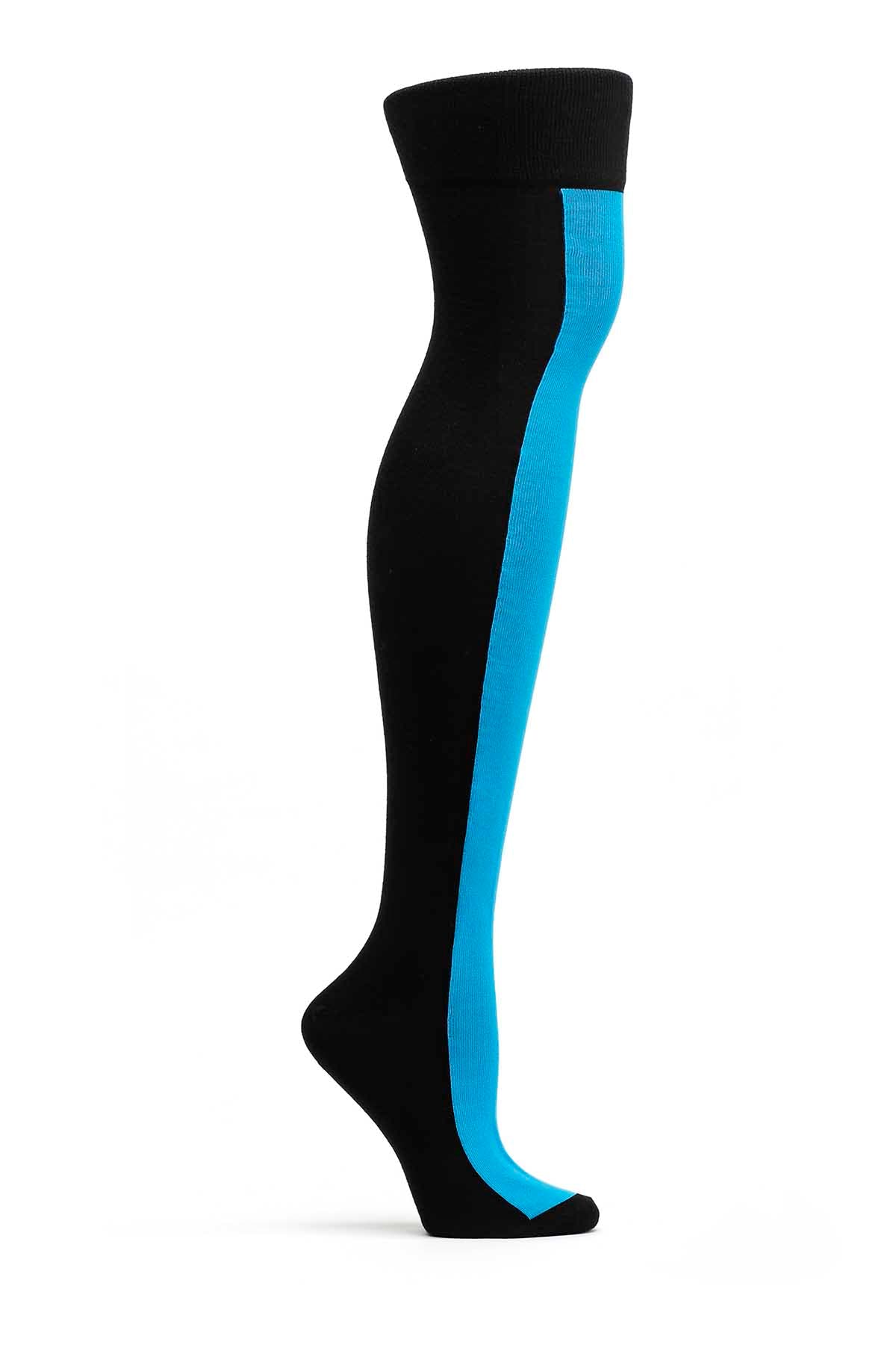 Ozone Blue Neon Racer Over the Knee Sock