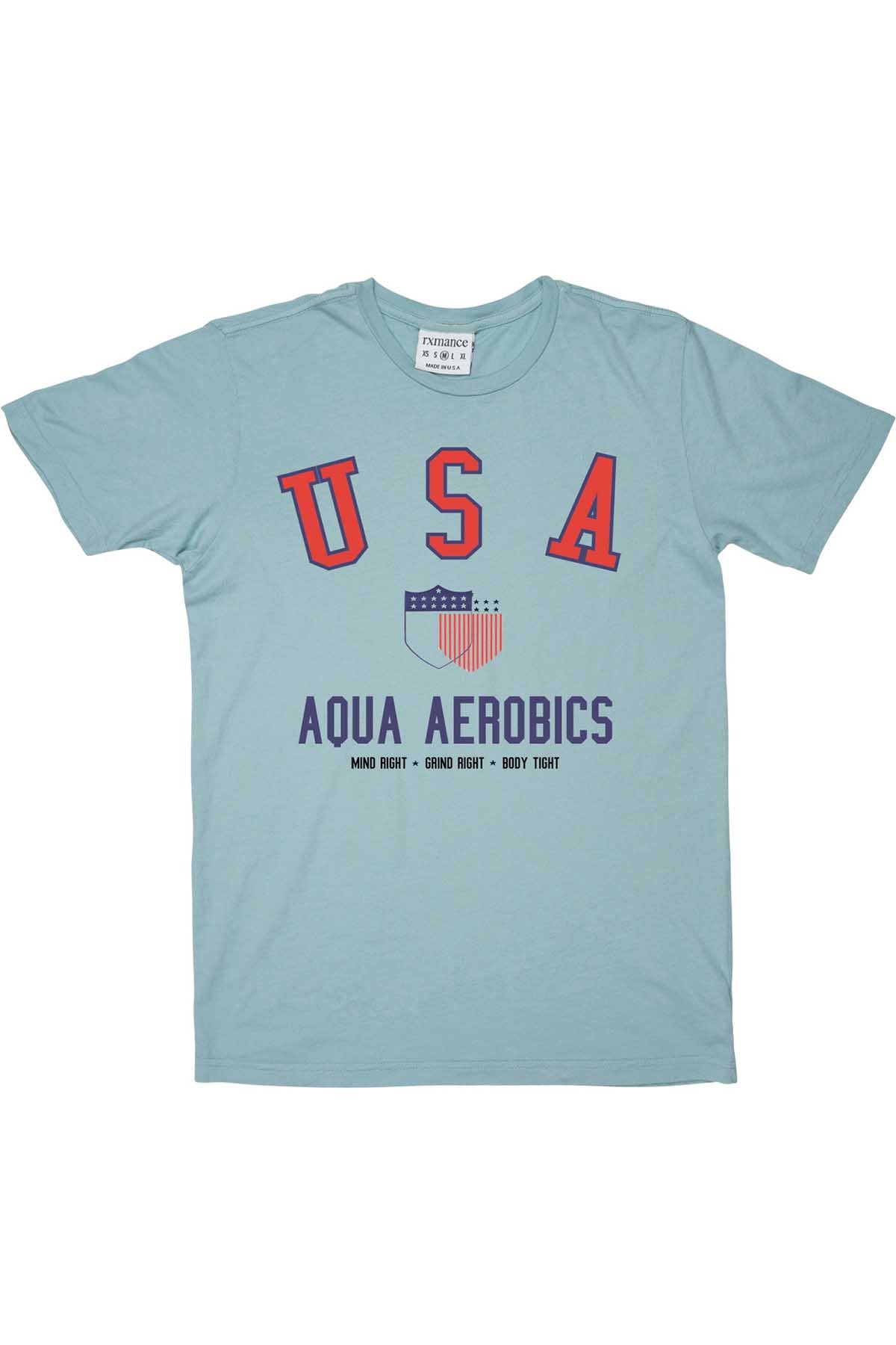 Rxmance Aqua Blue USA Aerobics Crew Tee