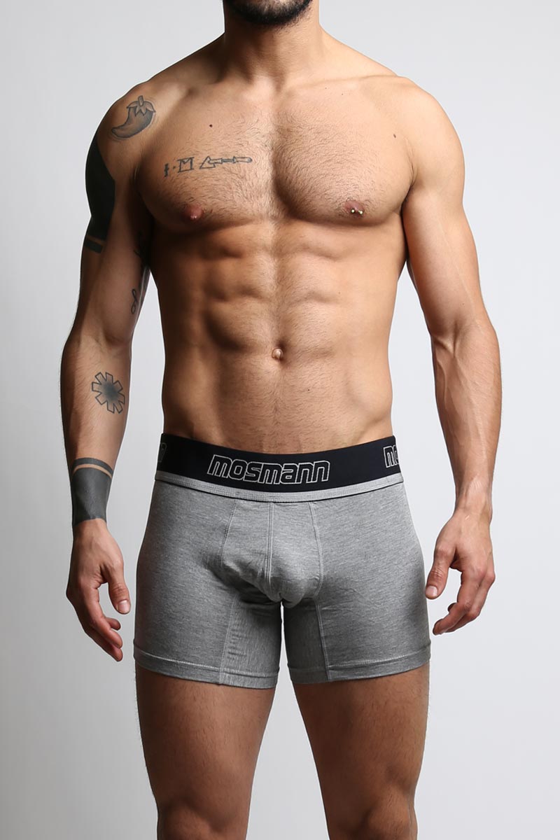 2-Pack Mosmann Heather Grey & Orange Plaid Boxer Briefs