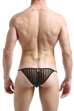 PetitQ Black Mesh Stripe Bikini thumbnail 3