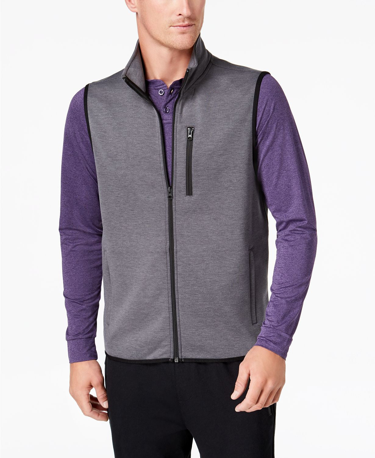 32 Degrees Full-zip Fleece Tech Vest Med Gray