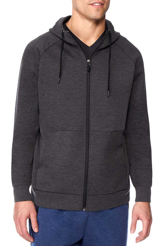 32 Degrees Heather Black Fleece Waterproof Tech Full Zip Hoodie