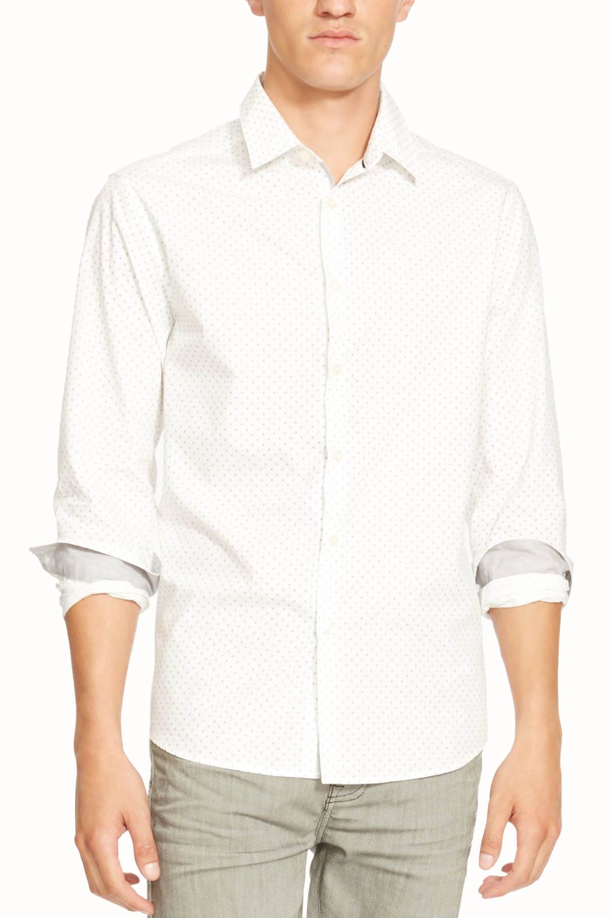Kenneth Cole New York White Circle-Print Slim-Fit Shirt