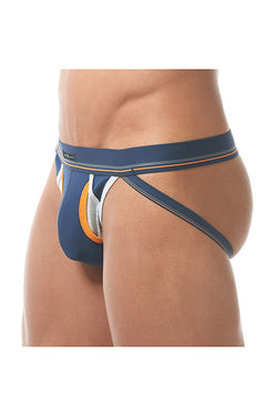 Gregg Homme Navy Sense Retro Fly-Front Jockstrap thumbnail 1