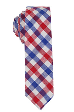 Skinny Tie Madness Red & Blue Checked Tie thumbnail 1