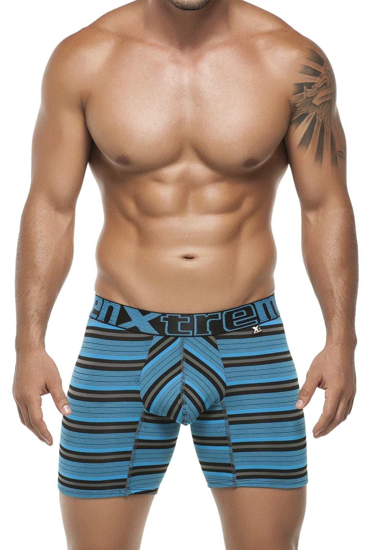 Xtremen Turquoise Thin Stripes Boxer Brief