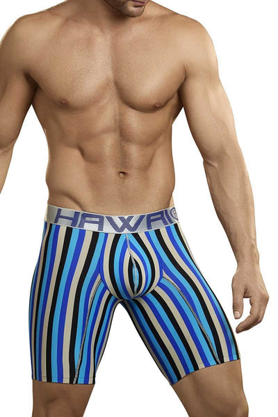 Hawai Turquoise Stripe Long Boxer Brief