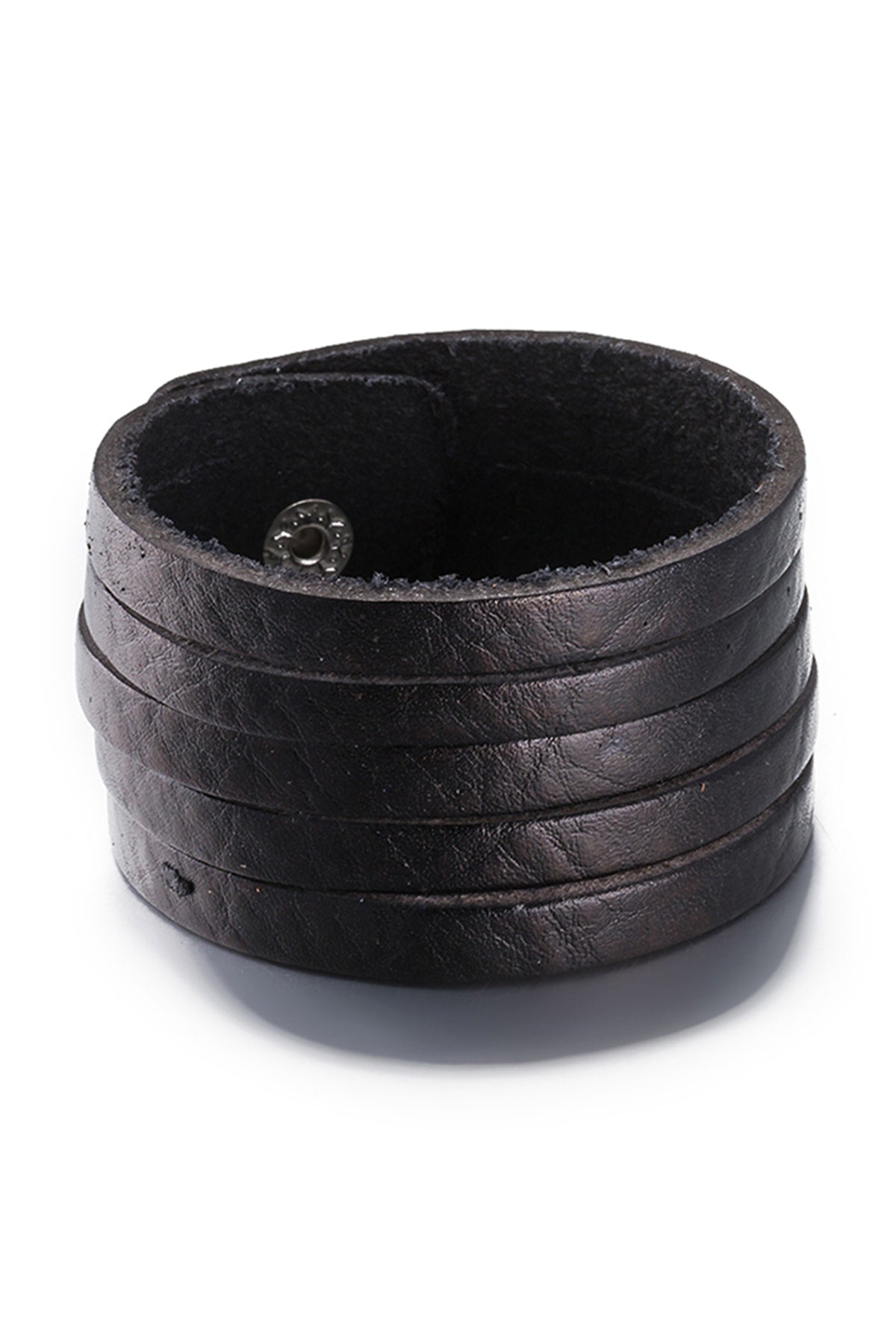 Black Leather Strap Wristband