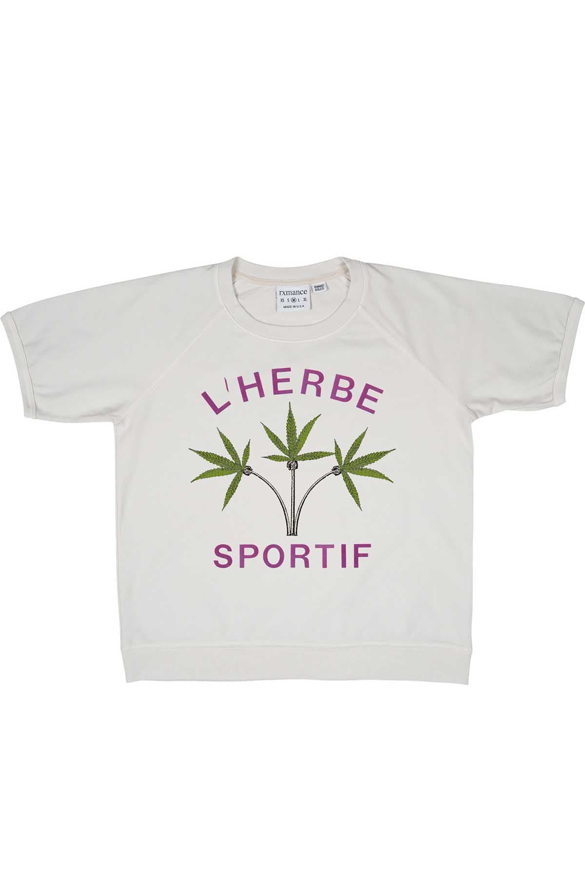 Rxmance Unisex White Sand L'Herbe Short Sleeve Sweatshirt