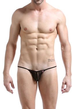PetitQ Black Mesh Stripe Bikini thumbnail 1