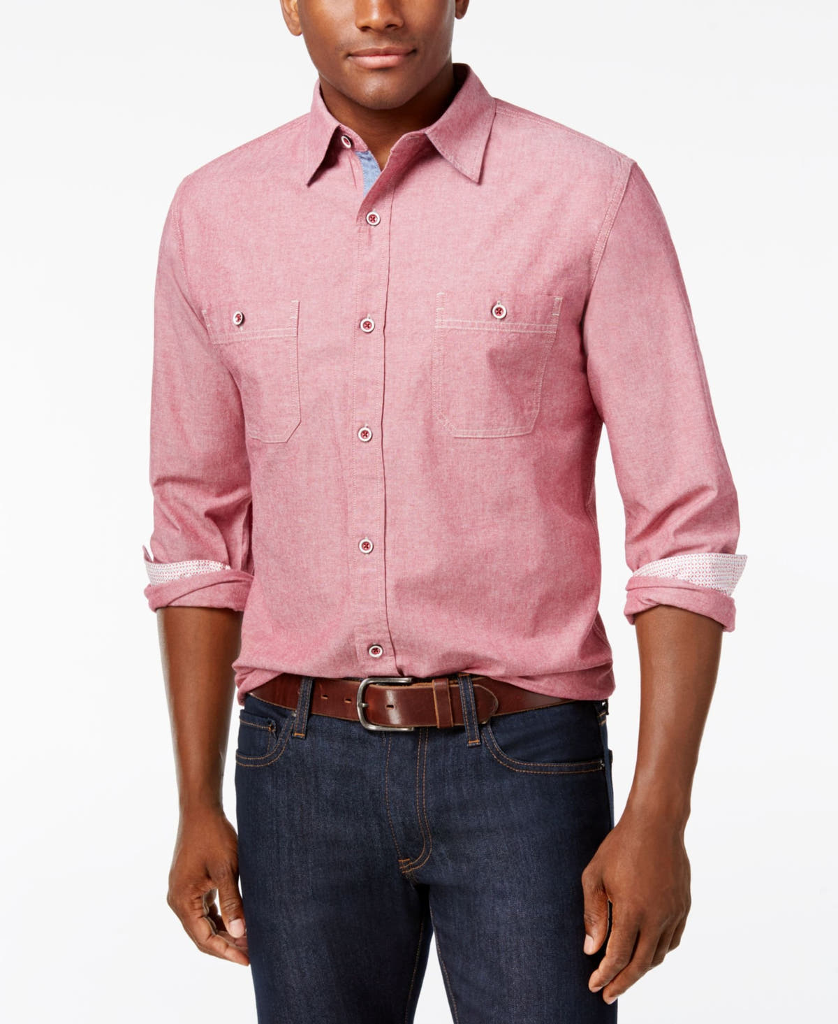 Weatherproof Vintage Denim Chambray Shirt Classic Fit Large