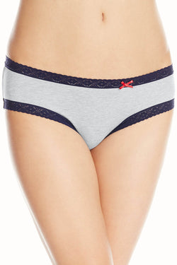 Tommy Hilfiger Heather-Grey Lace-Trim Cotton Bikini Brief thumbnail 1