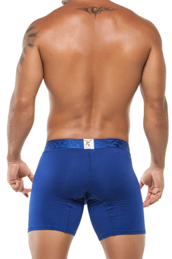 XTREMEN Blue Sheer Pin-Stripe Microfiber Boxer Brief thumbnail 3