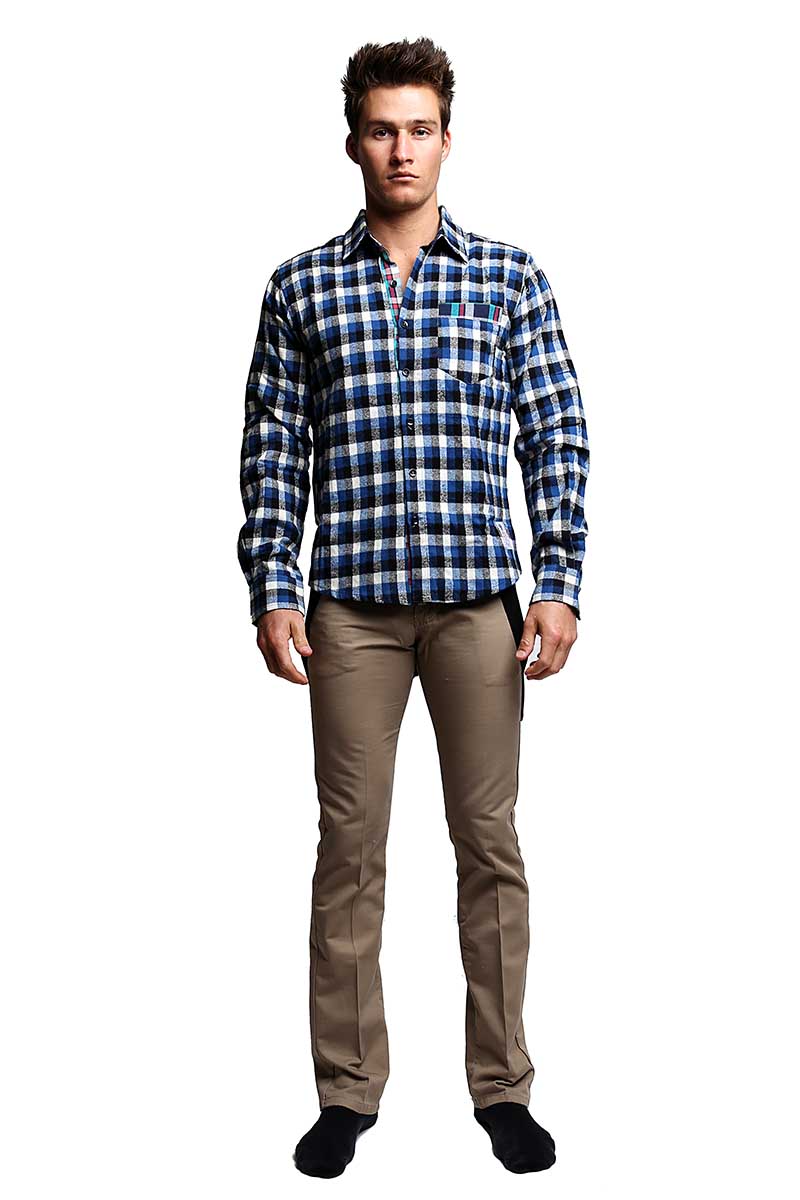 Something Strong Blue Something-False Button-Up