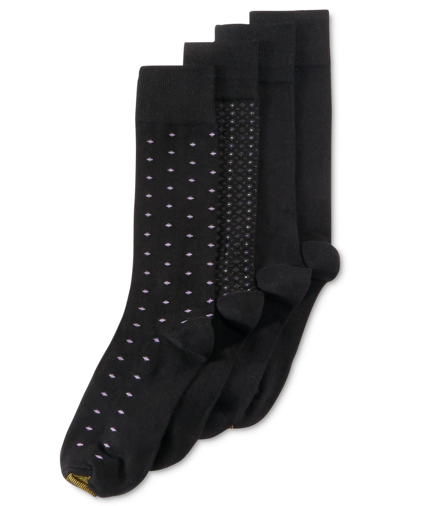 Gold Toe Dash Triple Dot Special Crew Socks 4-Pack Black