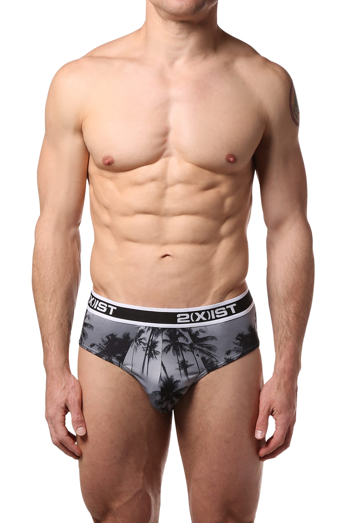 2(X)IST Black/White Sunset Palm Trees Graphic Modal No-Show Brief