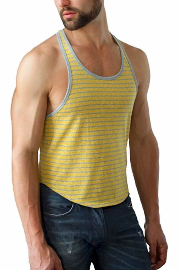 Jack Adams Mustard & Grey Stripe T-Back Tank