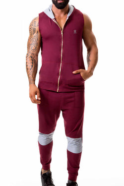 Jor Red-Wine Soho Sleeveless Hoodie thumbnail 1