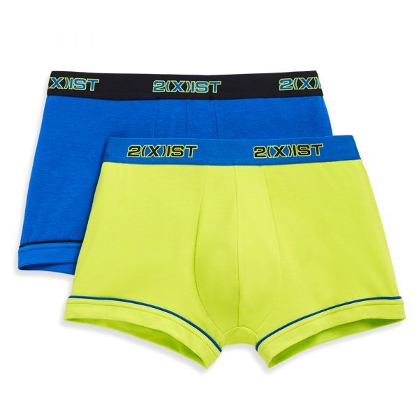 2(X)IST Lime & Blue Performance Cotton Trunk 2-Pack