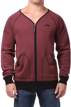 Spenglish Dark Red Zip Cardigan Tee thumbnail 1
