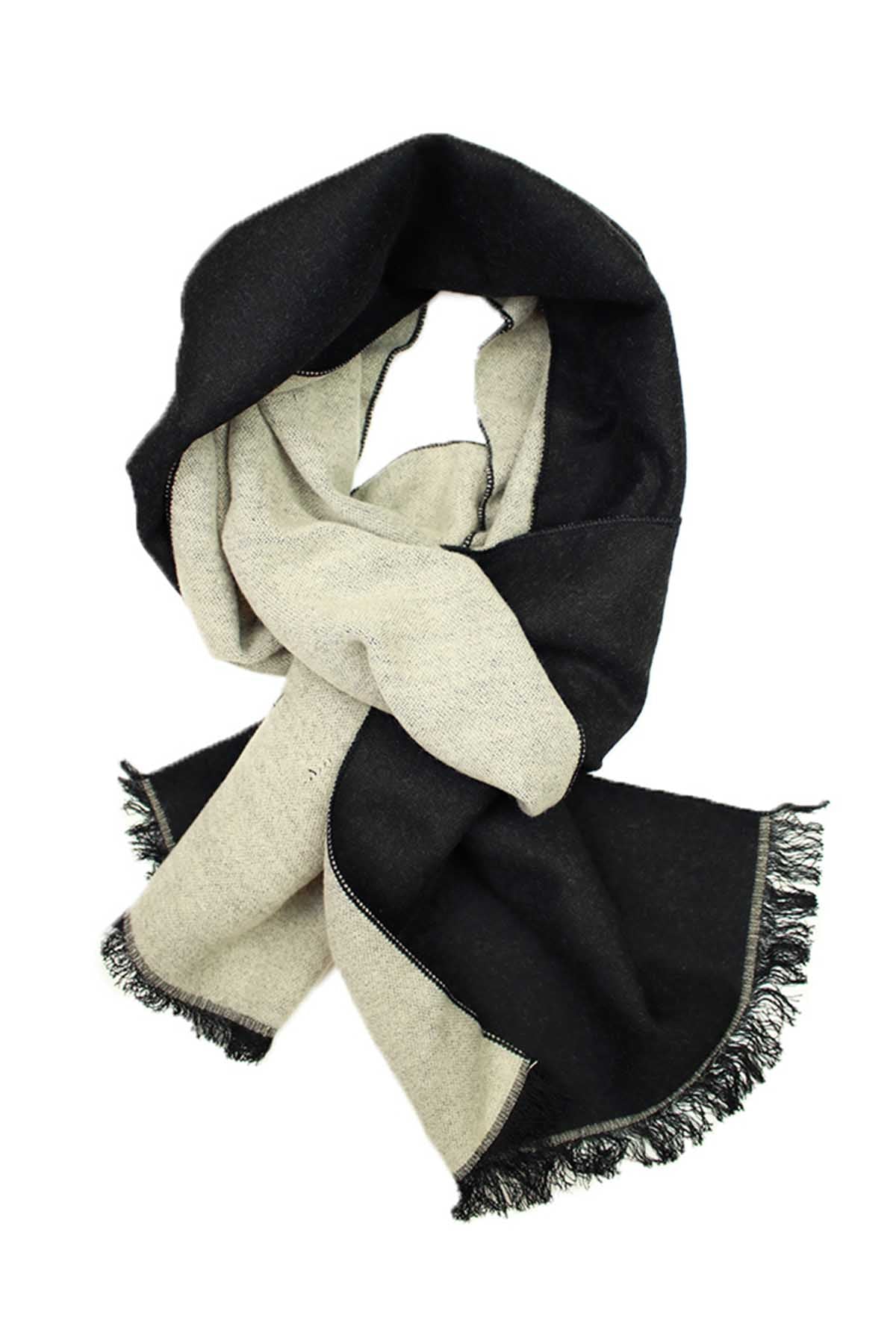 DIBI Solid Black & Ivory Scarf