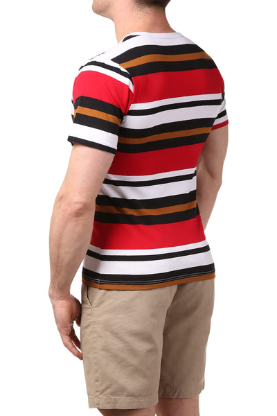Manview Red Striped V-Neck Tee