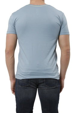 C-IN2 Buff Blue Pop Color V-Neck Shirt thumbnail 3